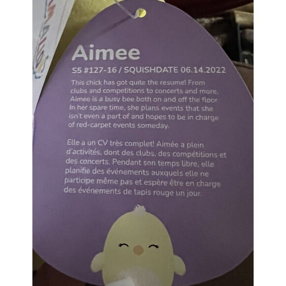 Squishmallows Aimee Chick Floral Flower Belly 2024 Easter Squad 5" Plush, New - Picture 7 of 11